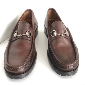 Vintage 90s GUCCI men brown lug sole loafers 10.5